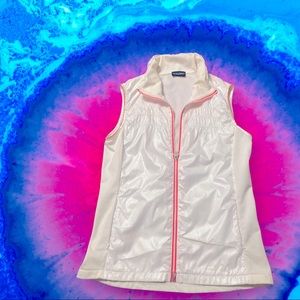 Golfino Ladies Golf Waistcoat with Standup Collar; White with Pink Zipper